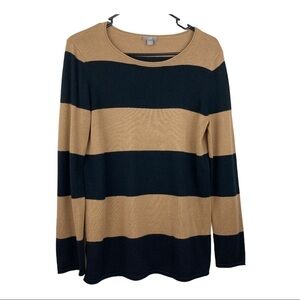 J. Jill black tan stripped pullover sweater